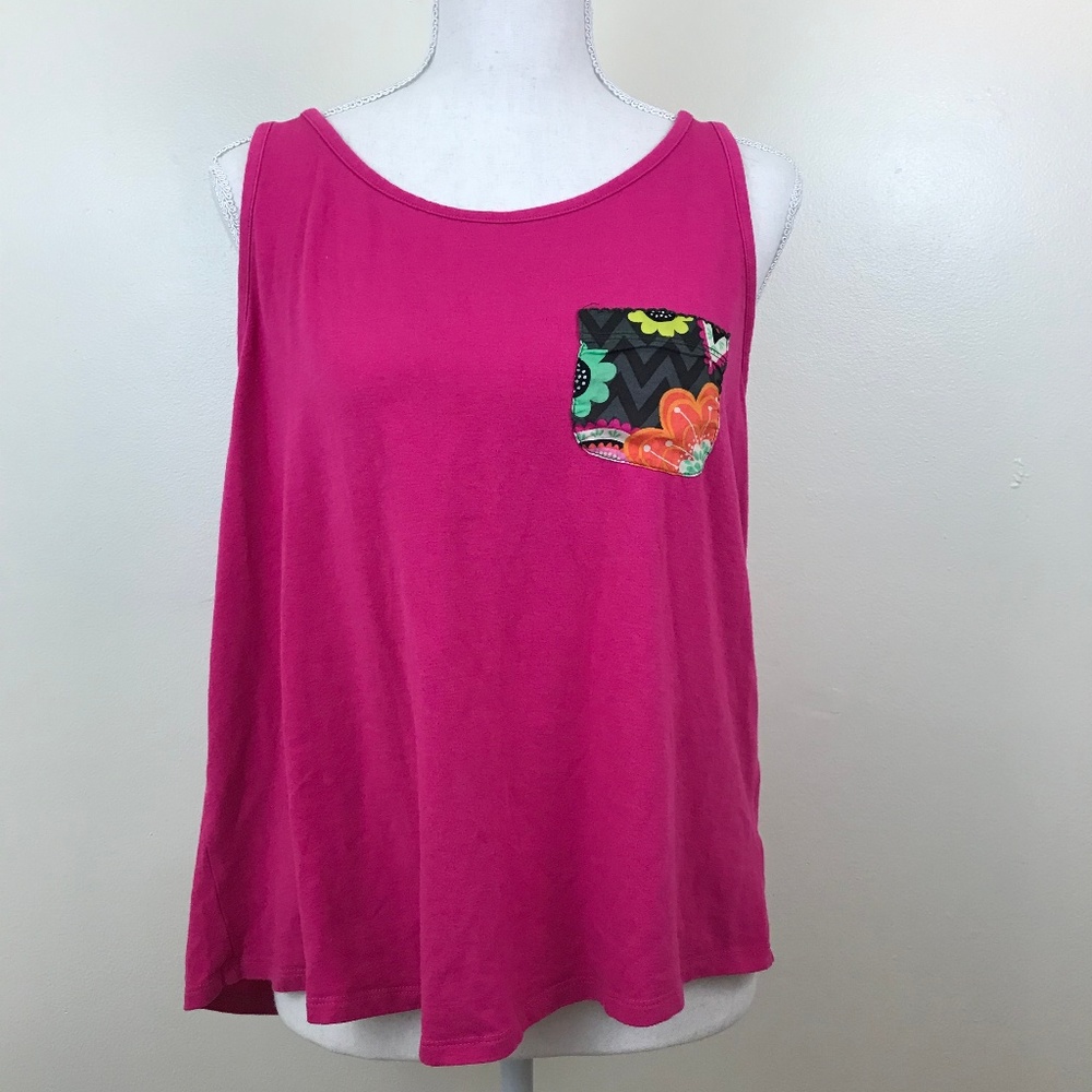 Vera Bradley Floral Pocket Pink Tank Size Large